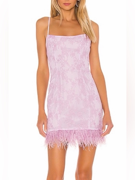 Lovers + Friends Dresses & Skirts - Lovers + Friends NWT Lilac Lace Feather-Trim Slip Dress Size XL